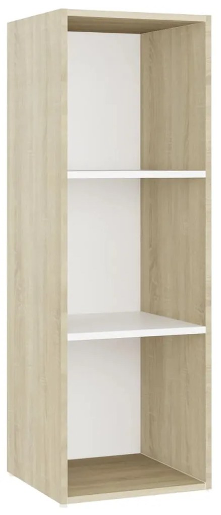 Móvel de TV 107x35x37 cm contraplacado branco e carvalho sonoma