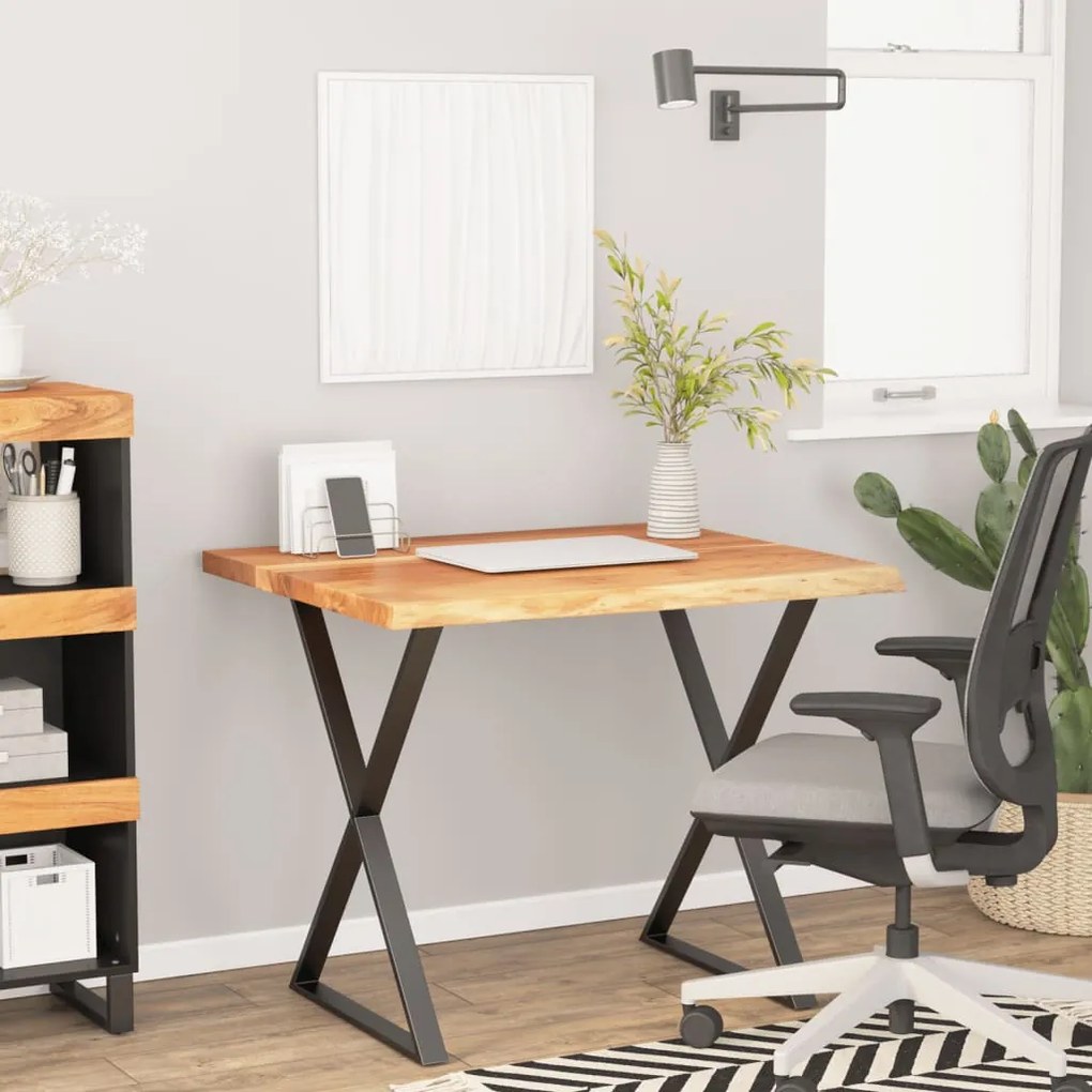vidaXL Tampo de secretária retangular 100x80x2,5 cm acácia maciça