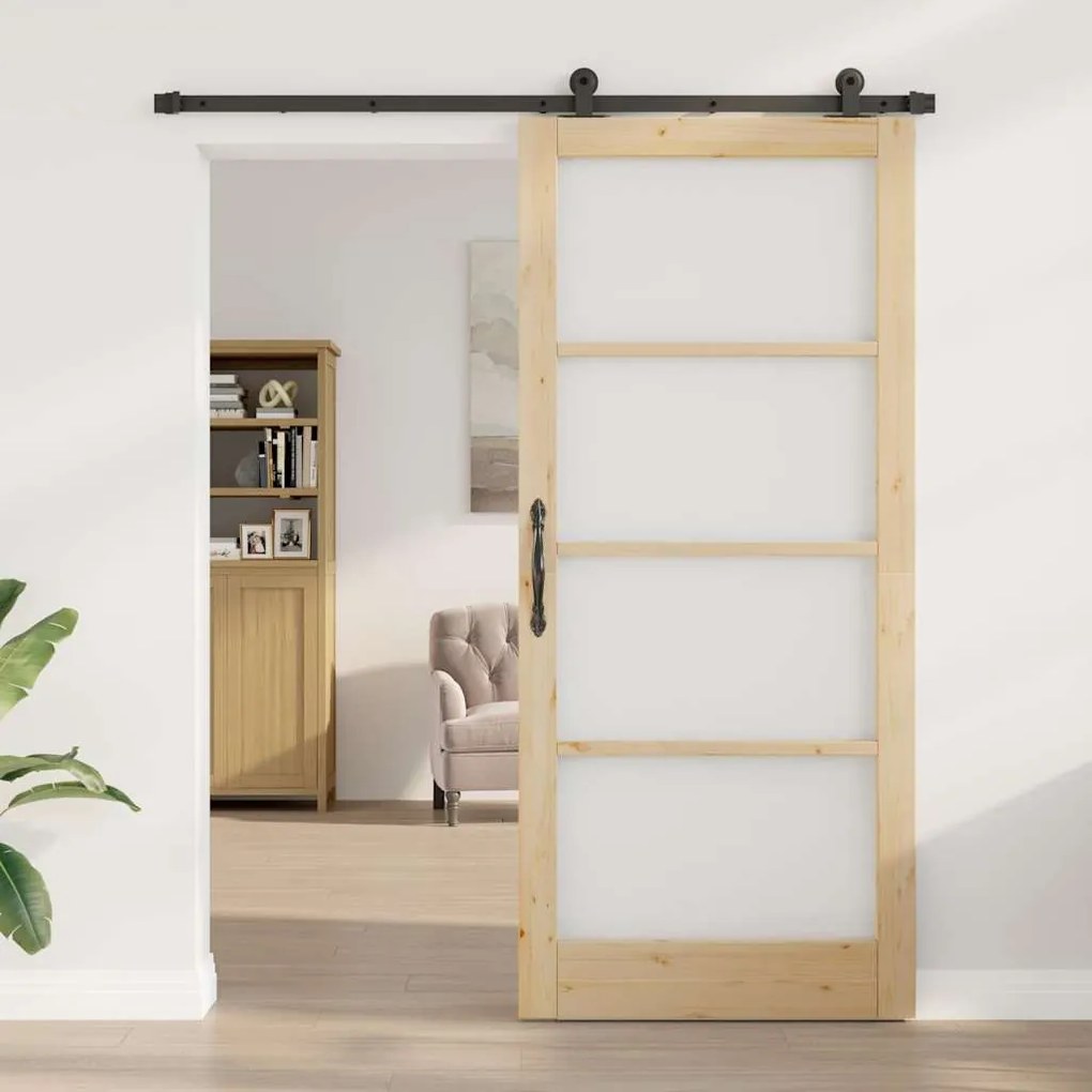 Porta Deslizante vidaXL com Conjunto de Ferragens 'ORKDAL'Madeira Maci