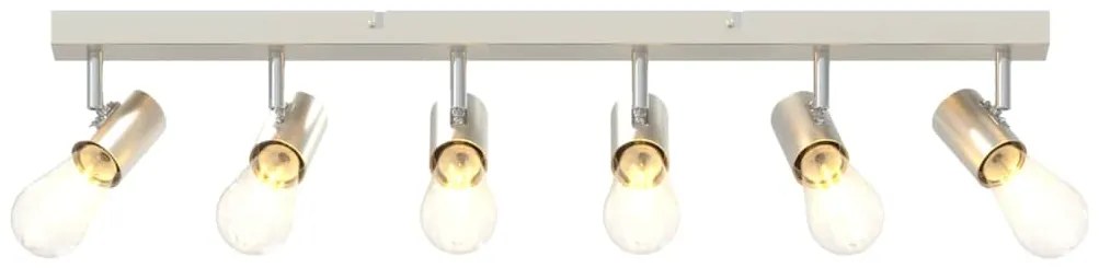 Spotlight de Teto 6 Caminhos Ajustável Níquel Escovado E27