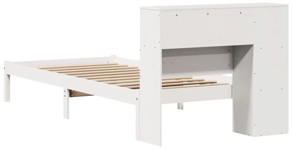 Cama com estante sem colchão 90x200 cm pinho maciço branco
