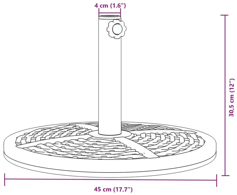 Base de guarda-sol para postes de Ø38/48 mm 12 kg redondo