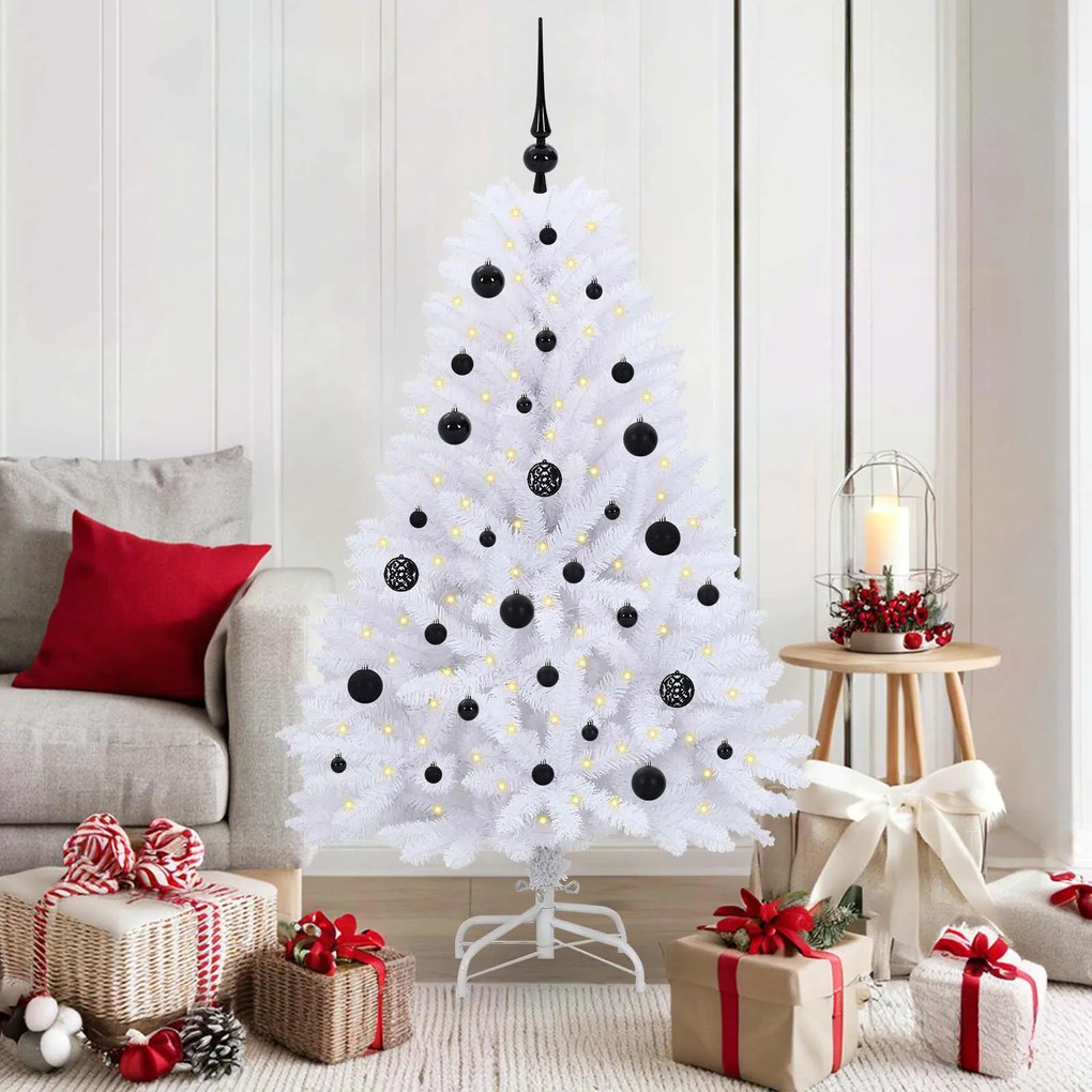 vidaXL Árvore de Natal Articulada Artificial Branco 150 cm PVC e Aço