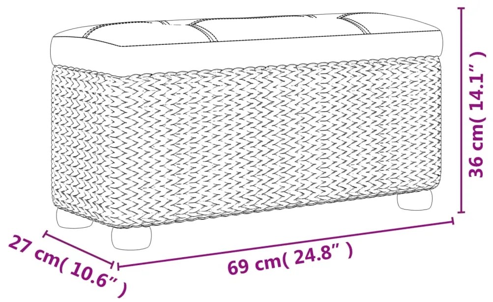 Bancos de arrumação 2pcs com almofadão cinzento 69 cm castanho