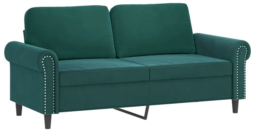 3 pcs conjunto de sofás com almofadas veludo verde-escuro