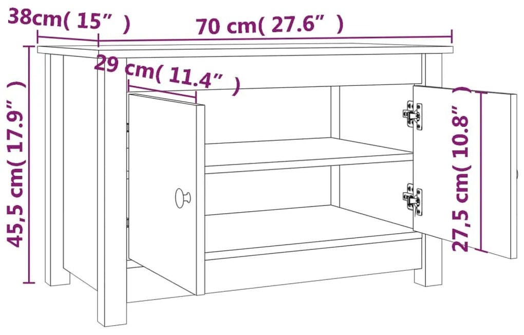 Sapateira 70x38x45,5 cm pinho maciço branco