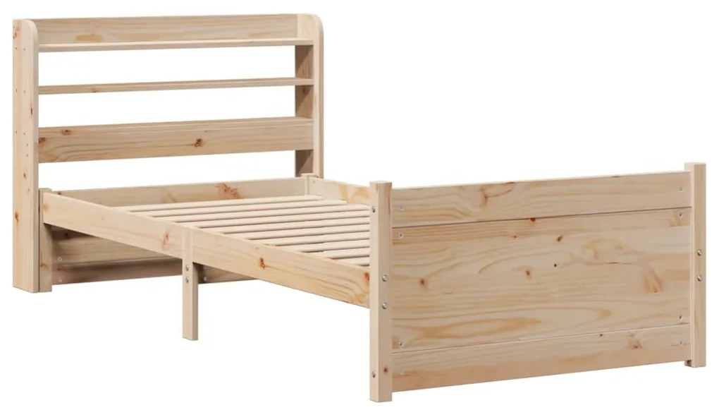 Estrutura de cama com cabeceira 90x200 cm pinho maciço