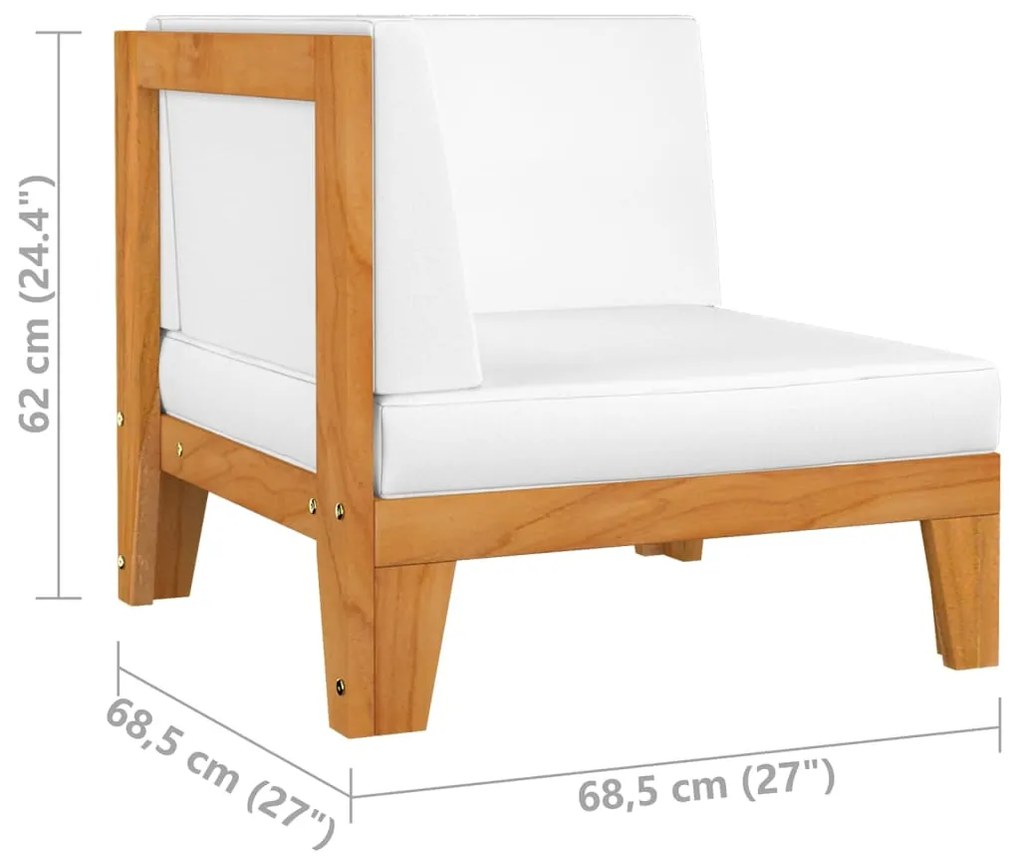 4 pcs conj. lounge jardim c/ almofadões madeira acácia maciça