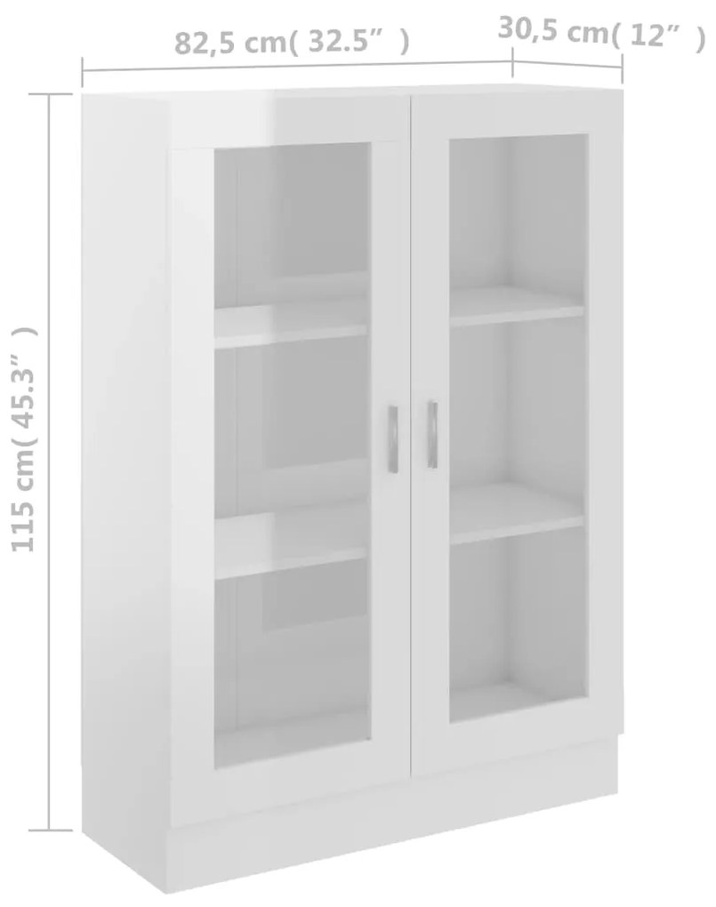 Vitrine Real de 115 cm - Branco Brilhante - Design Moderno