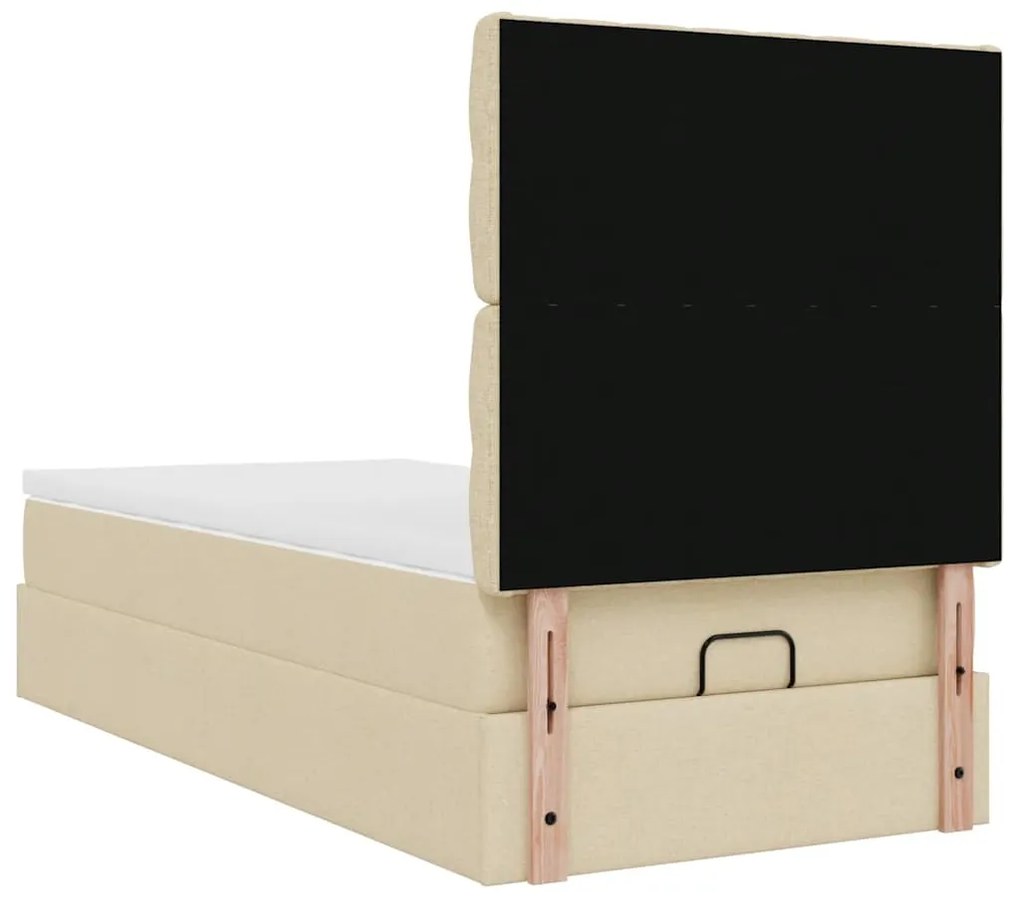 Cama otomana com colchão 100x200 cm tecido creme