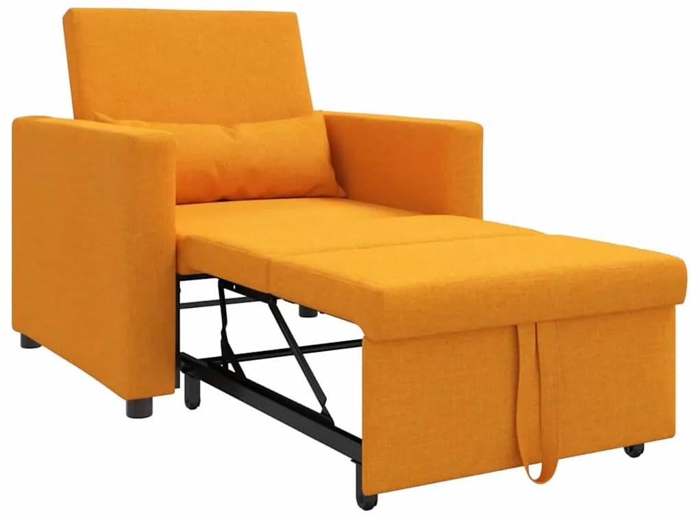 Sofá-cama Individual 3 em 1 Conversível Amarelo Escuro em Tecido
