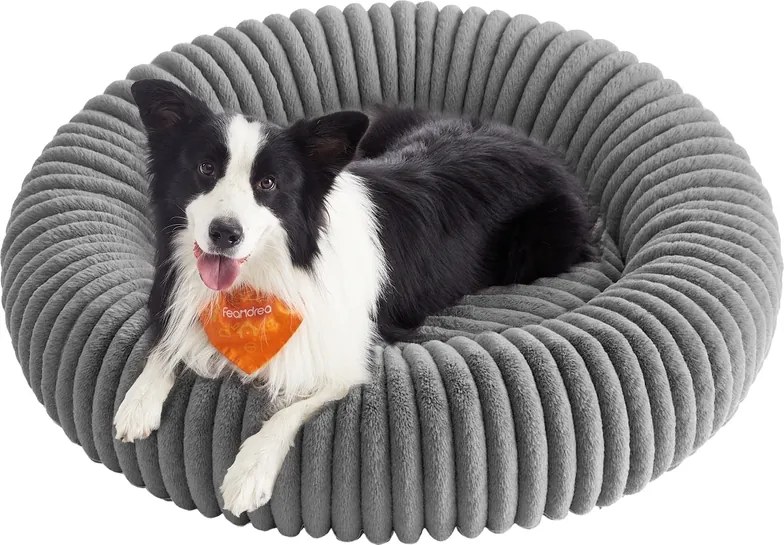Cama para cães com 100 cm de diâmetro, lavável, cinzenta