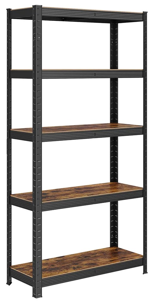 Estante SONGMICS, 30 x 75 x 150 cm, capacidade de carga de 650 kg (130 kg por prateleira), industrial, prateleiras de armazenamento ajustáveis, para sala de estar, cozinha, garagem, marrom rústico e preto GLR030B01
