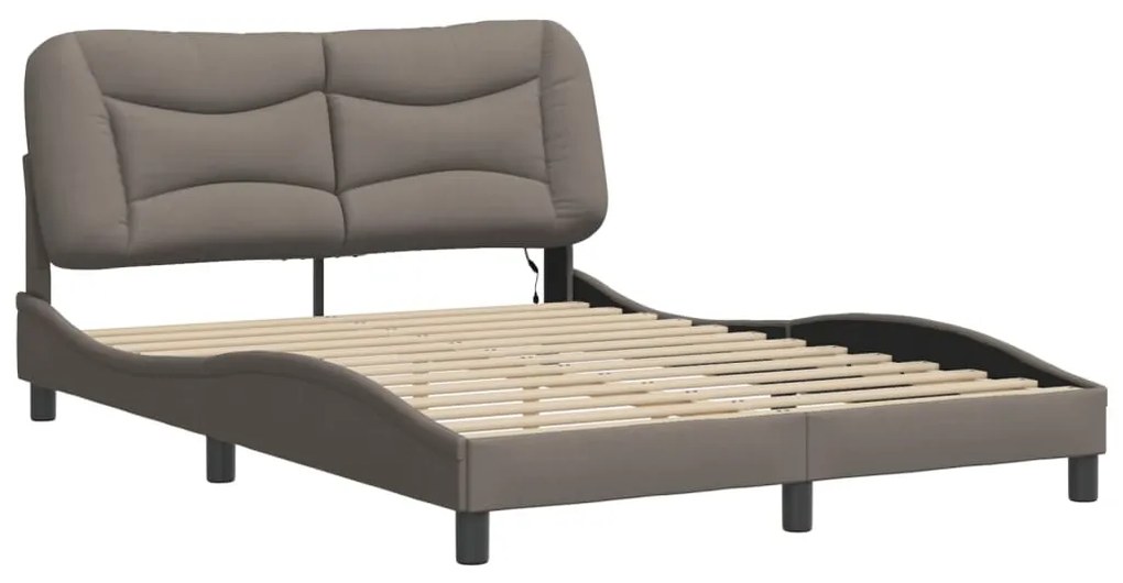 Estrutura de cama com LED sem colchão 140x200 cm tecido