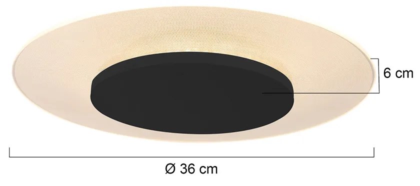 Moderne plafondlamp wit met zwart 36cm incl. LED - Lido Moderno