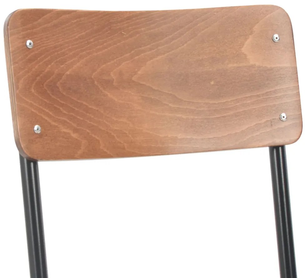 Cadeiras de jantar 4 pcs contraplacado maciço e aço castanho