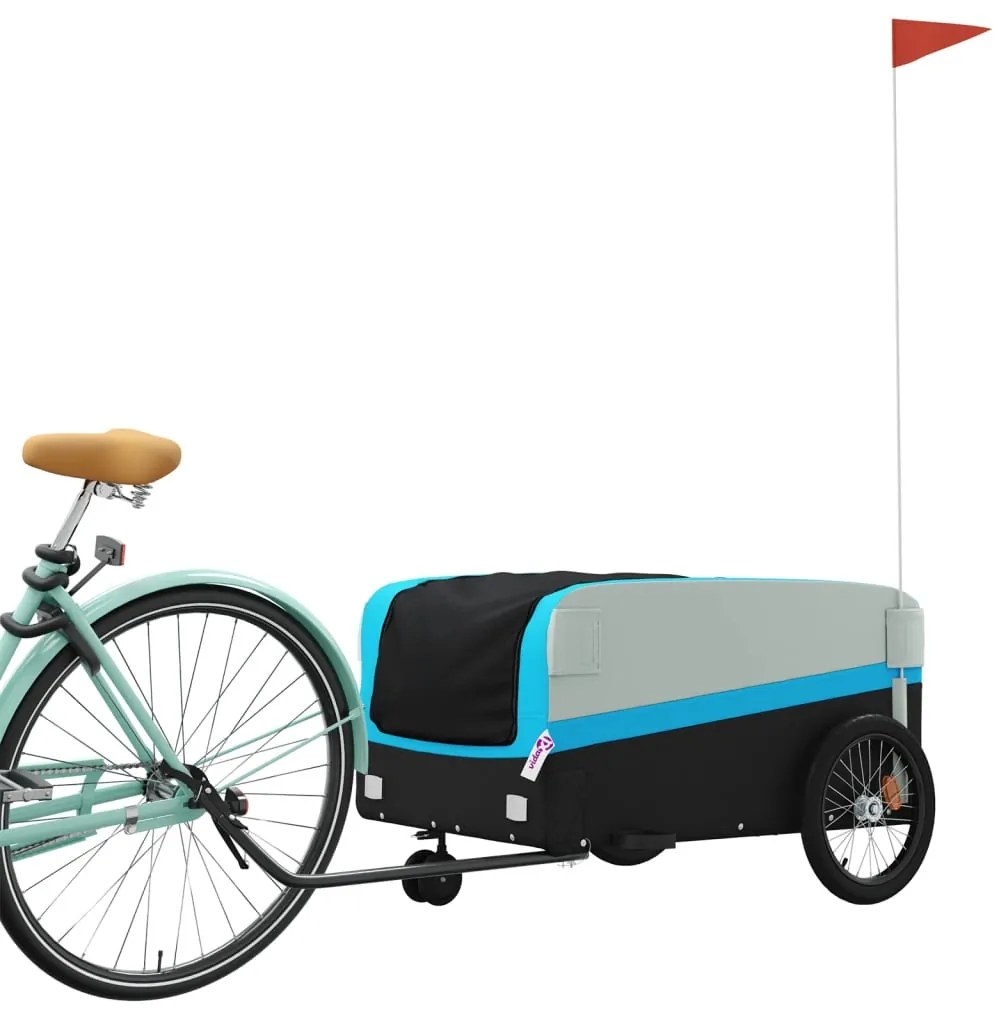 Reboque para bicicleta 45 kg ferro preto e azul