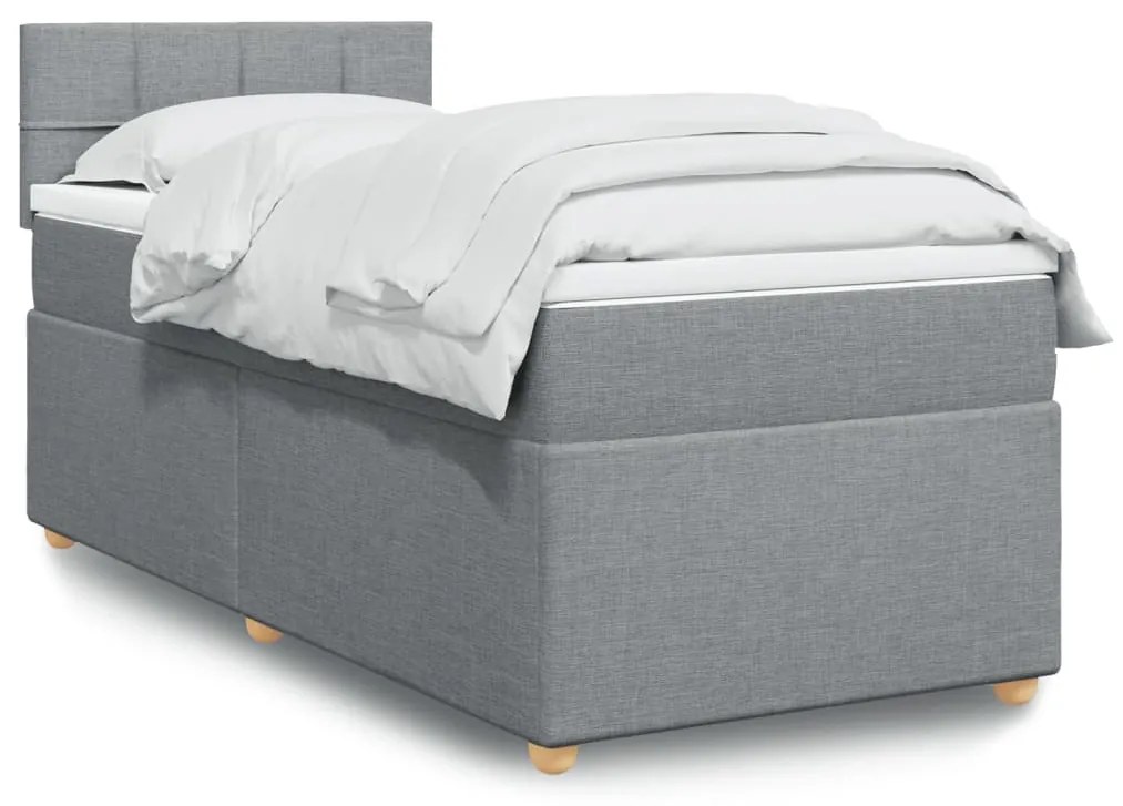 vidaXL Cama com molas/colchão 90x200 cm tecido cinza-claro