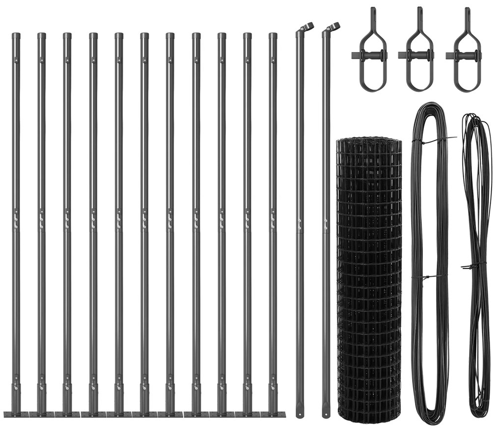 Cerca Euro com 13 Postes Flangeados 1x25 m Aço Galvanizado