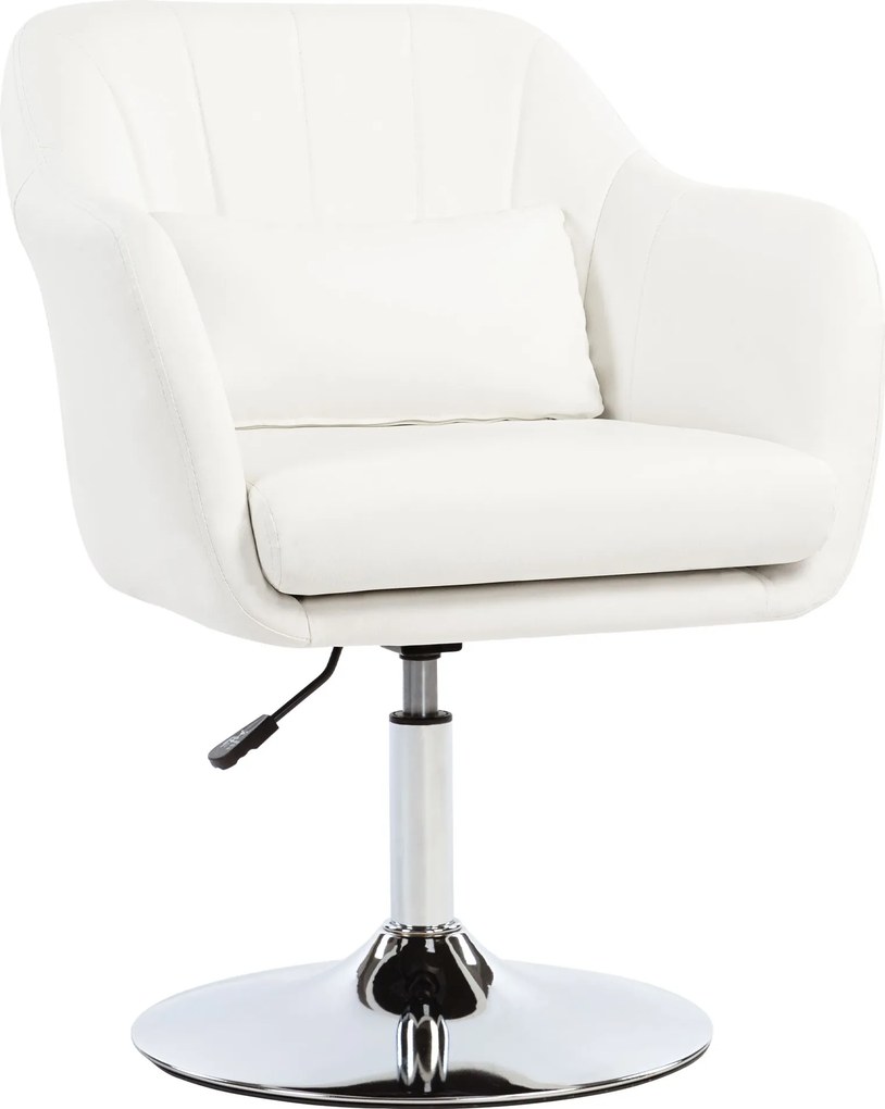 HOMCOM Cadeira de Escritório Giratória 360° Tamborete de Bar Cozinha Cabeleireiro com Encosto Envolvente Altura Ajustável 60x60x79-91 cm Branco | Aosom Portugal