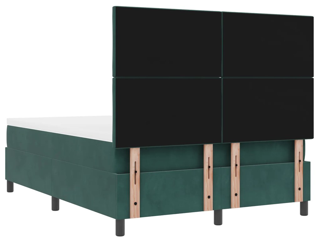 Cama Box com Colchão vidaXL Verde Escuro 140x190 cm Veludo