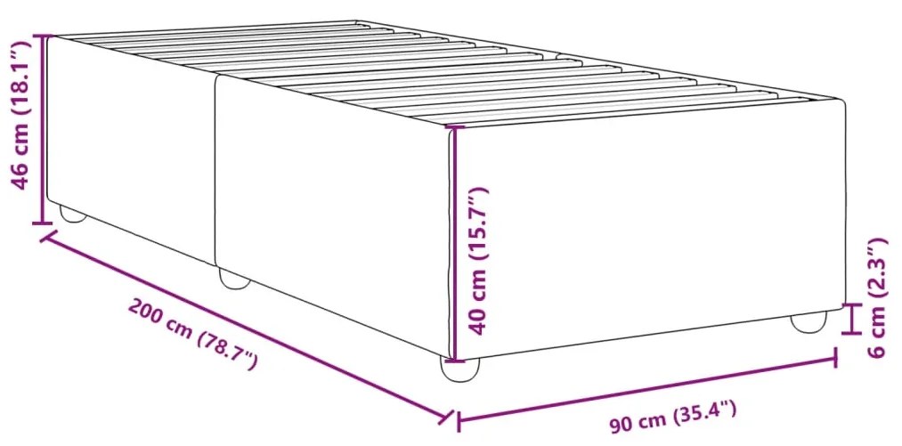 Estrutura de cama sem colchão 90x200 cm tecido castanho-escuro