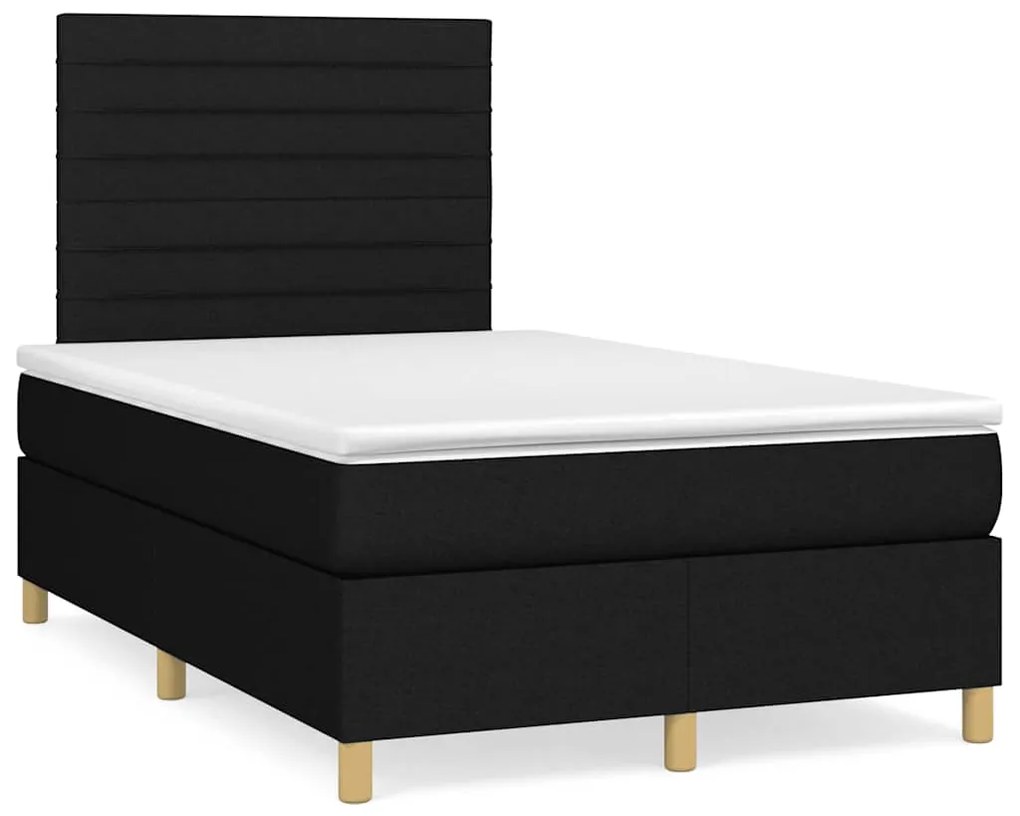 Cama boxspring com colchão 120x190 cm tecido preto