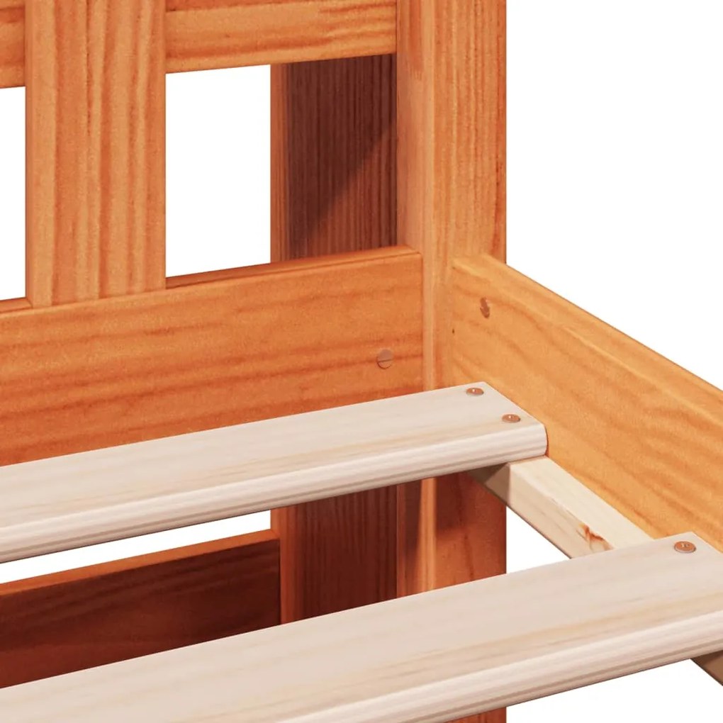 Cama com estante sem colchão 75x190cm pinho maciço castanho-mel
