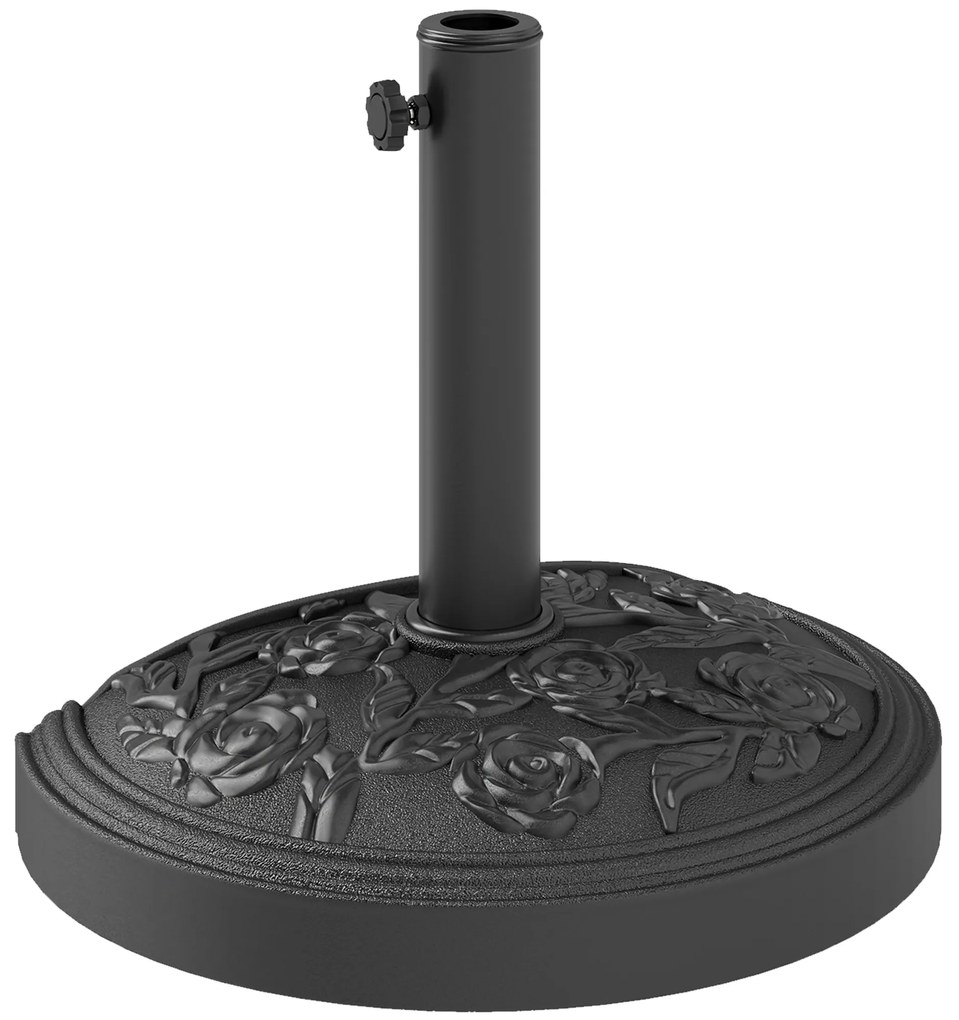 Outsunny Base para Chapéu de Sol Semicircular Suporte para Chapéu de Sol de 12 kg para Jardim Terraço 49x32x34 cm  Preto