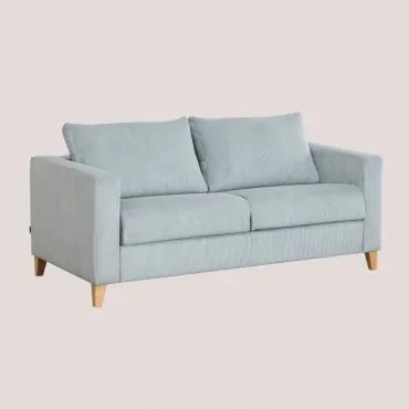 Sofá-cama de 2 lugares em Bombazina Rous Azul Claro Cinzento - Sklum