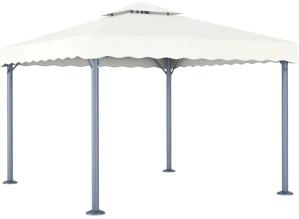 Gazebo com cordões de luzes LED 300x300 cm alumínio cor creme