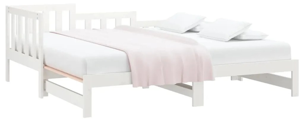 Estrutura sofá-cama de puxar 2x(90x190) cm pinho maciço branco