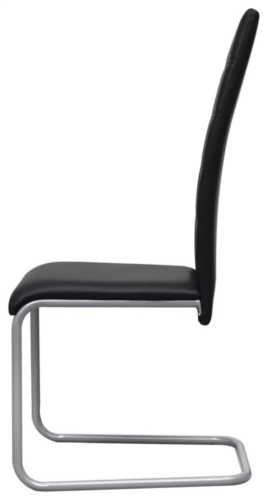 Cadeiras de jantar cantilever 2 pcs couro artificial preto
