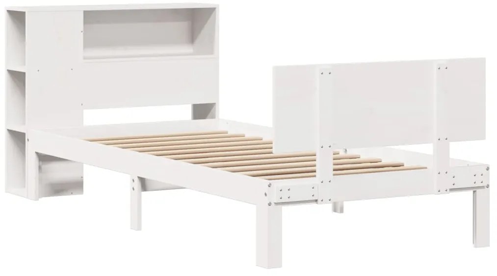 Cama com estante sem colchão 90x190 cm pinho maciço branco