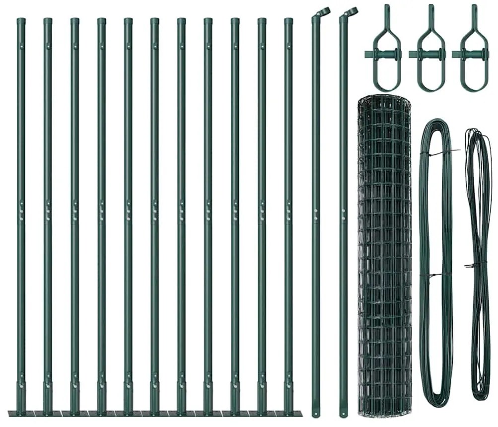 Cerca Euro com 13 postes, 1,2 x 25m, em aço galvanizado