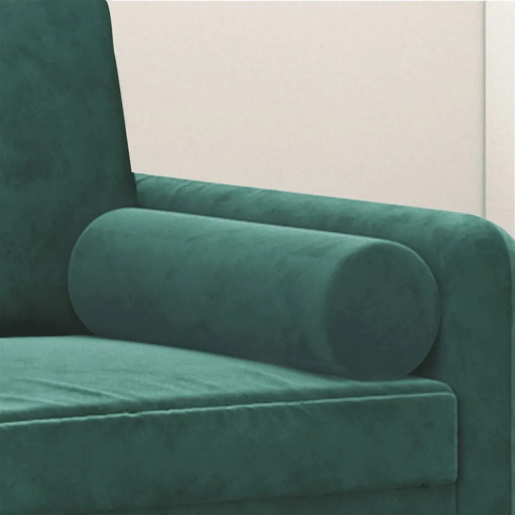 Almofadas decorativas 2 pcs Ø15x50 cm veludo verde-escuro
