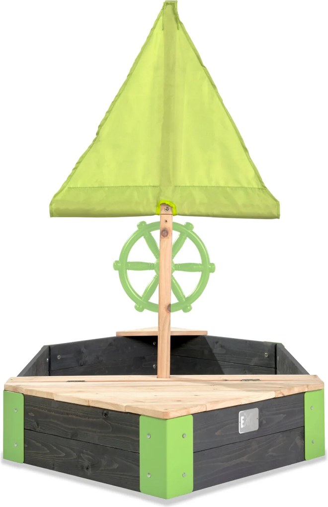 Caixa de madeira para areia para crianças forma barco Aksent 190 x 90 cm cinzento