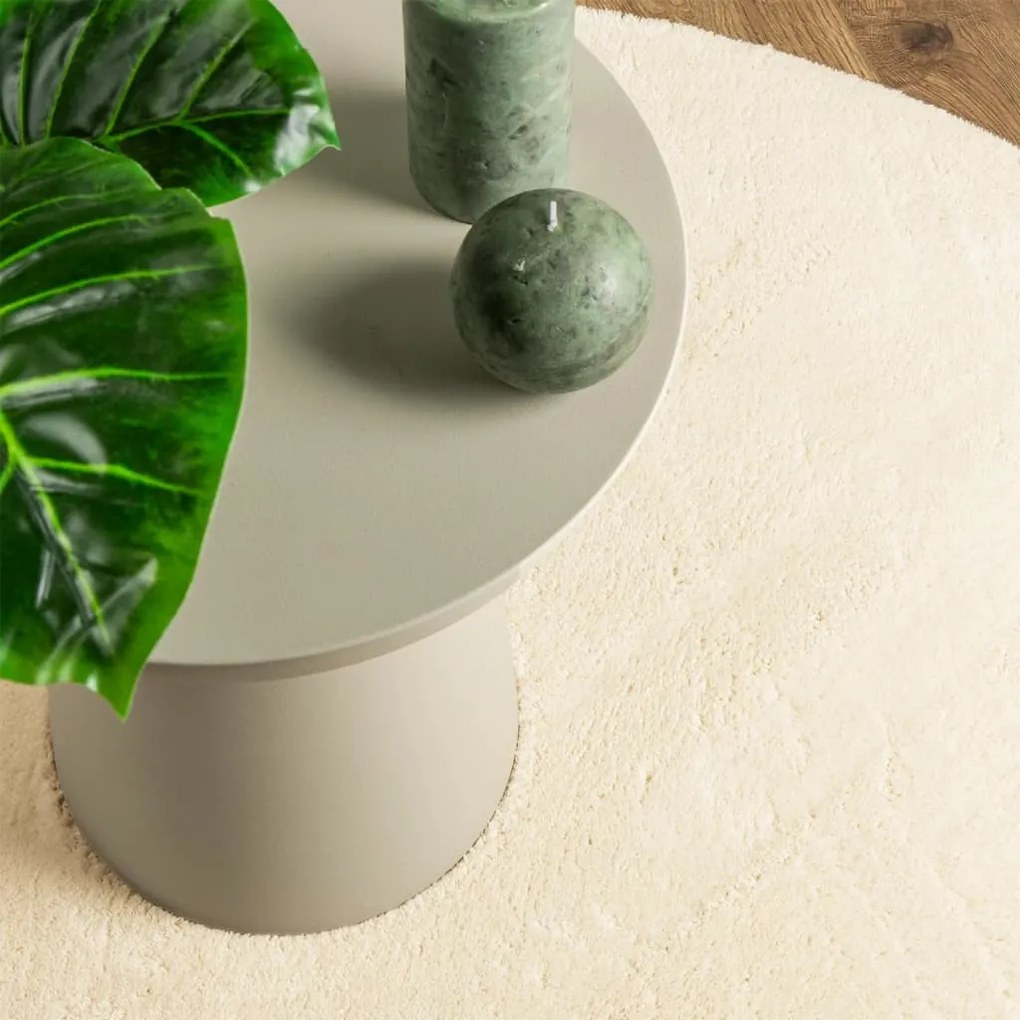 Tapete pelo curto macio e lavável HUARTE Ø 100 cm cor creme