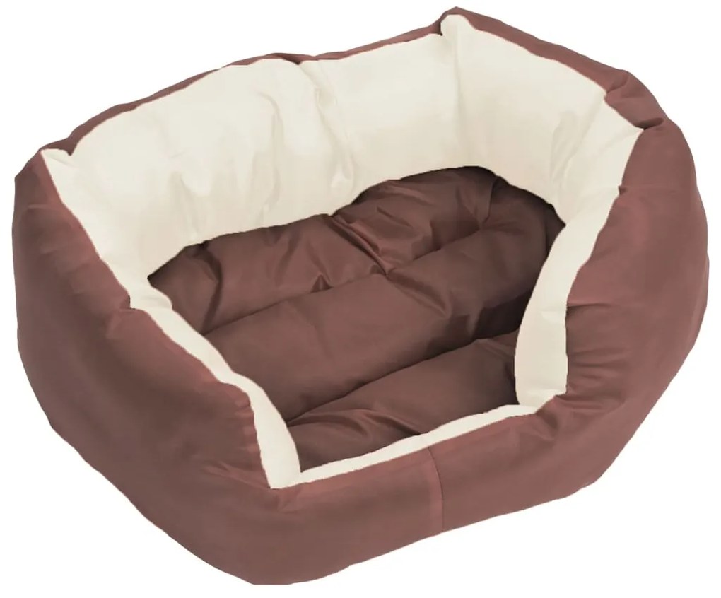 Almofadão p/ cães reversível lavável 65x50x20 cm castanho/creme
