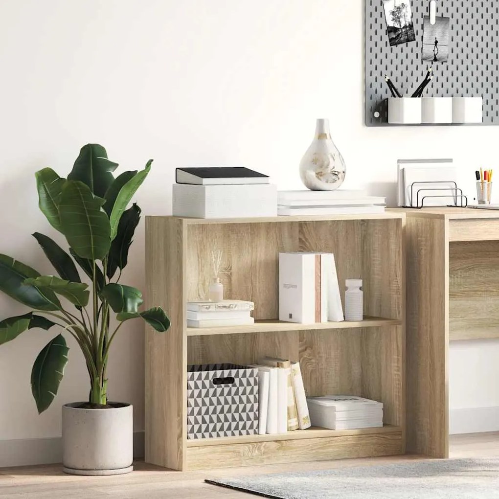 vidaXL Estante 80x24x75 cm contraplacado carvalho sonoma