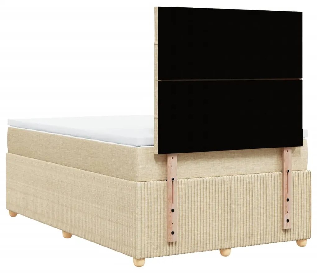 Cama boxspring com colchão 120x190 cm tecido cor creme