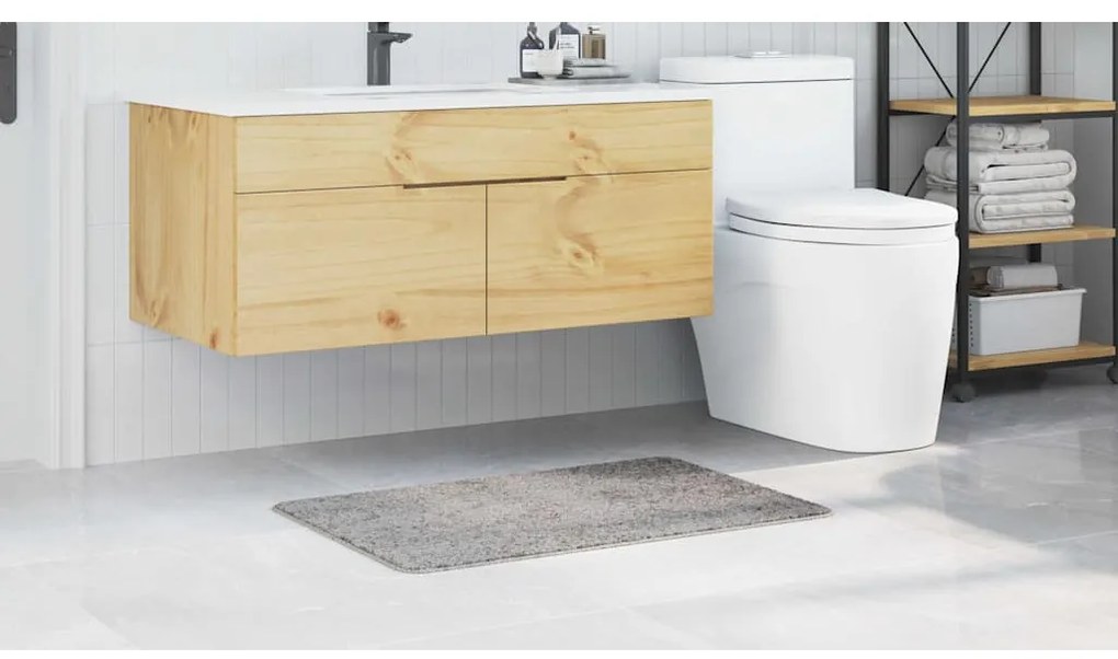 Tapete de Banho Retangular Cinzento 60x90 cm Polipropileno Antiderrapa