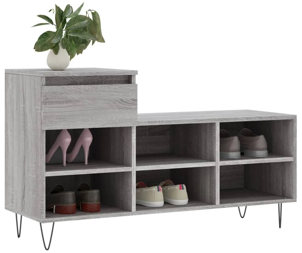 Sapateira 102x36x60 cm derivados de madeira cinzento sonoma