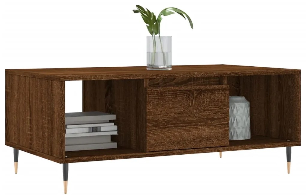 Mesa de centro 90x50x36,5cm derivados madeira carvalho castanho