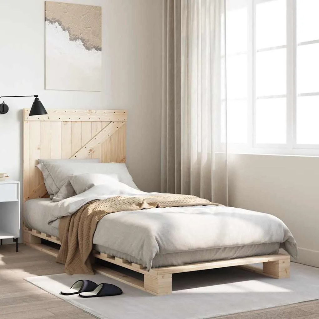 Estrutura de cama com cabeceira 90x200 cm pinho maciço