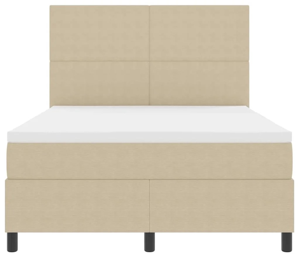 Cama Box Spring com Colchão &amp; Luz LED Verde Cinza 140x200 cm Tecido de