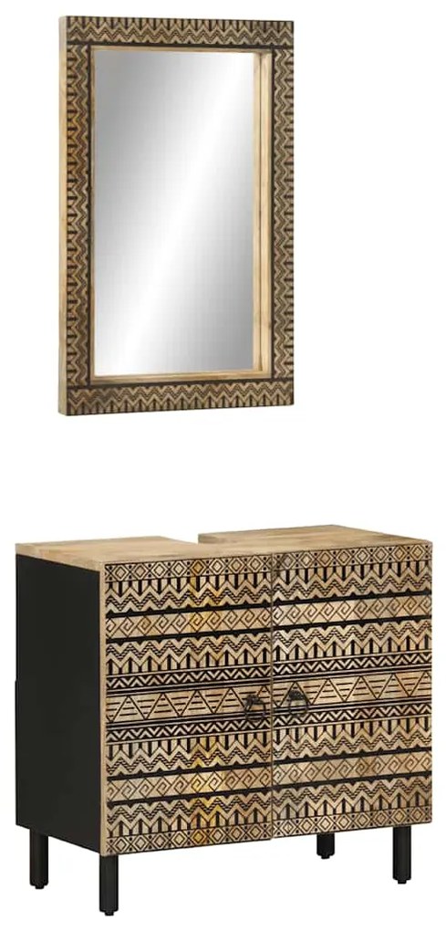 vidaXL 2 pcs conj. móveis p/ casa de banho madeira mangueira maciça