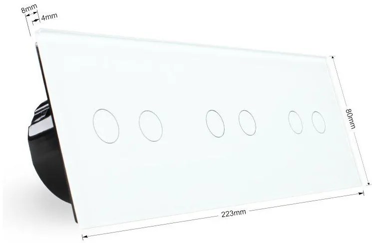 Interruptor tátil 6 botões + função controlo remoto, Painel frente cinzento vidro temperado