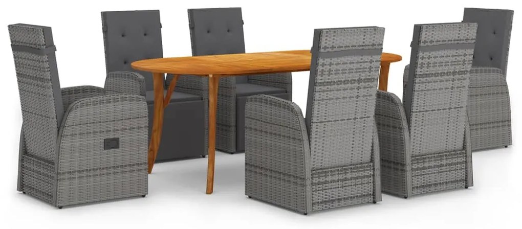 vidaXL 7 pcs conjunto de jantar para jardim cinzento