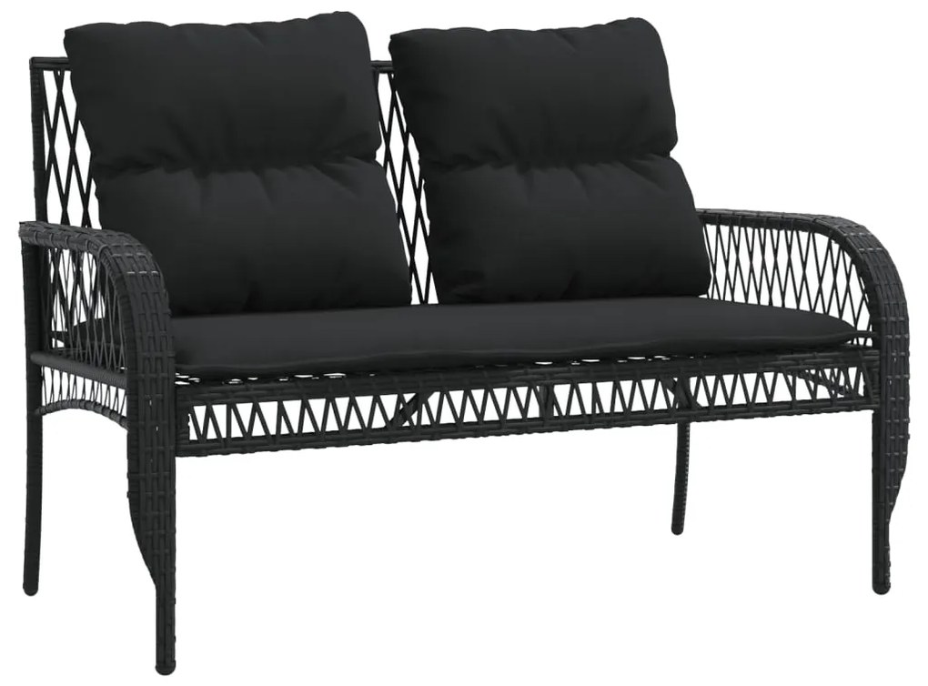 4 pcs conjunto de sofás para jardim c/ almofadões vime PE preto